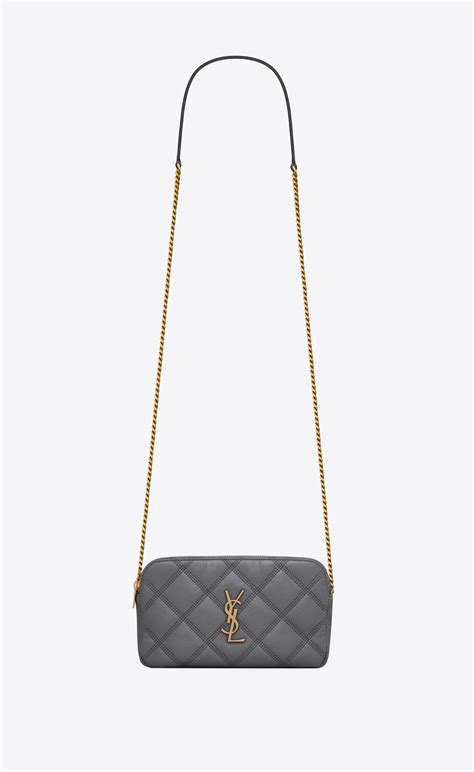 ysl becky double-zip pouch in quilted lambskin